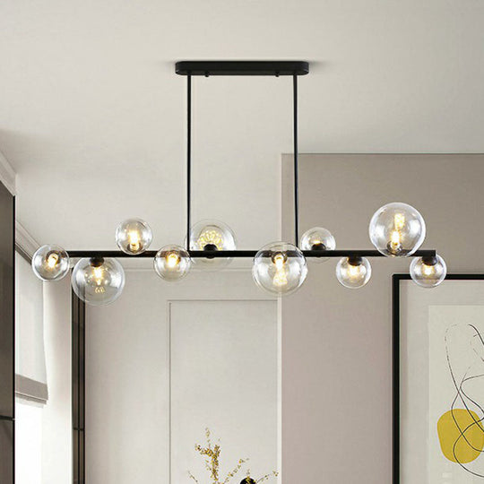 Contemporary Clear Glass Bubble Island Lamp - Stylish Ceiling Light For Dining Room