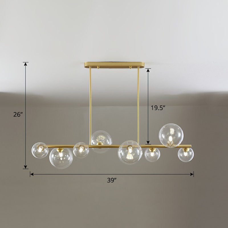 Contemporary Clear Glass Bubble Island Lamp - Stylish Ceiling Light For Dining Room 8 / Gold
