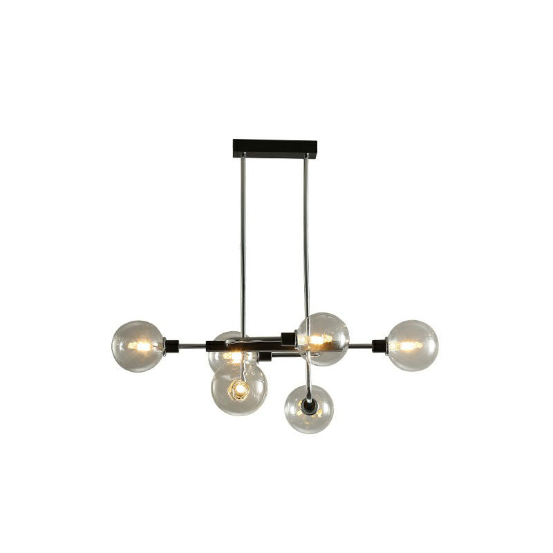 Sputnik Hanging Island Light - Minimalist Glass Ball Pendant For Dining Room 6 / Silver Clear