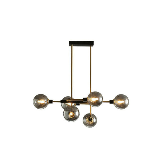 Sputnik Hanging Island Light - Minimalist Glass Ball Pendant For Dining Room 6 / Gold Smoke Grey