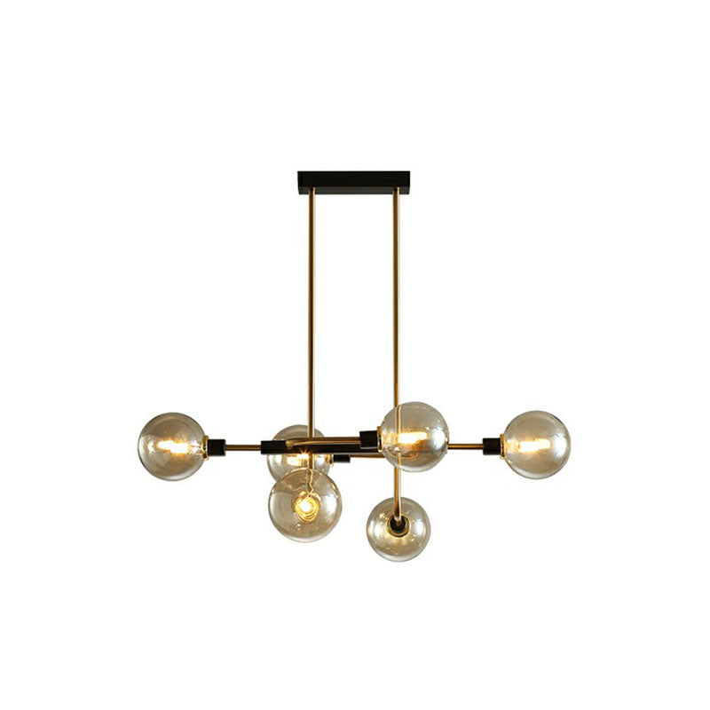Sputnik Hanging Island Light - Minimalist Glass Ball Pendant For Dining Room 6 / Gold Amber