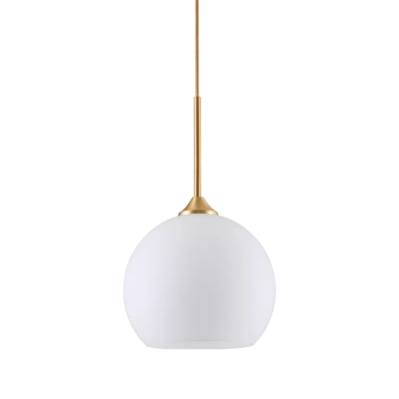 Brass Finish Hanging Pendulum Light With White Glass Dome - Simplicity Design Single-Bulb