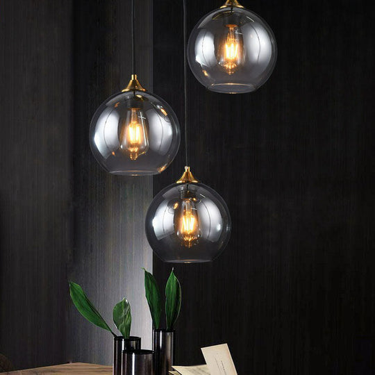 Antiqued Brass Globe Pendant Lamp With Postmodern Design And Glass Shades