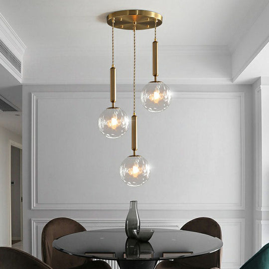 Honeycomb Glass Cluster Ball Pendant Light With 3-Head Gold Finish