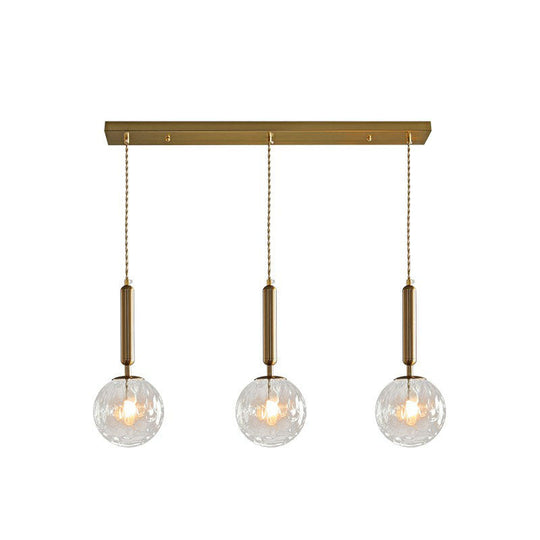 Honeycomb Glass Cluster Ball Pendant Light With 3-Head Gold Finish / Linear