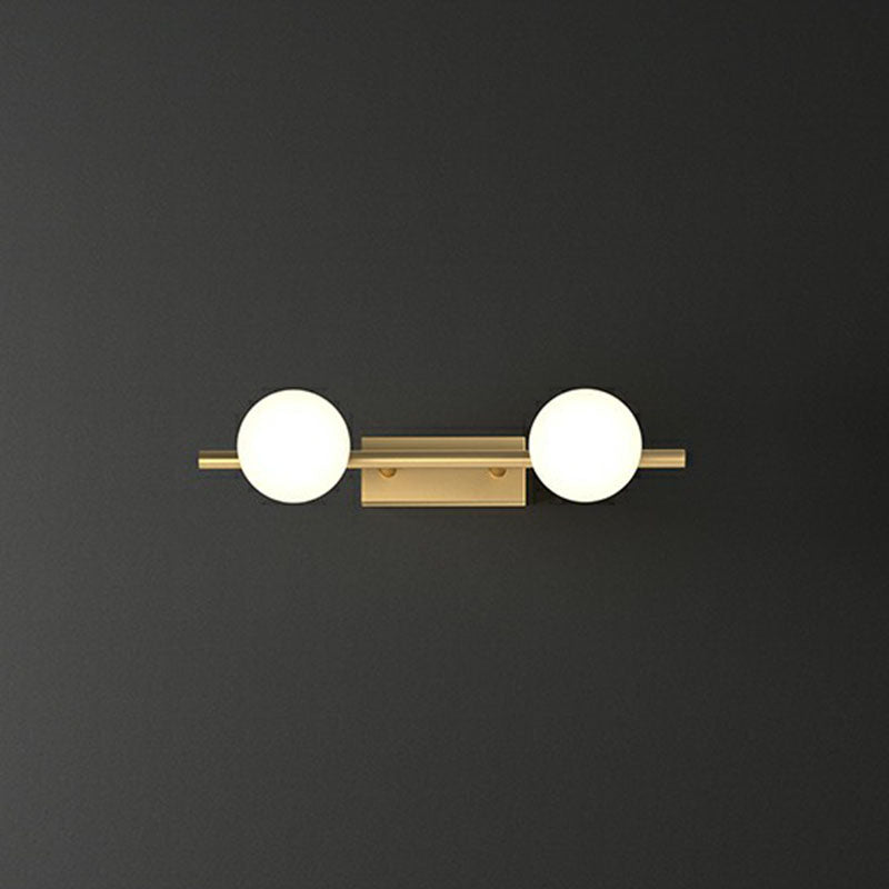 Sleek Gold Linear Vanity Wall Light With Milky Ball Glass Sconce For Bathroom 2 /