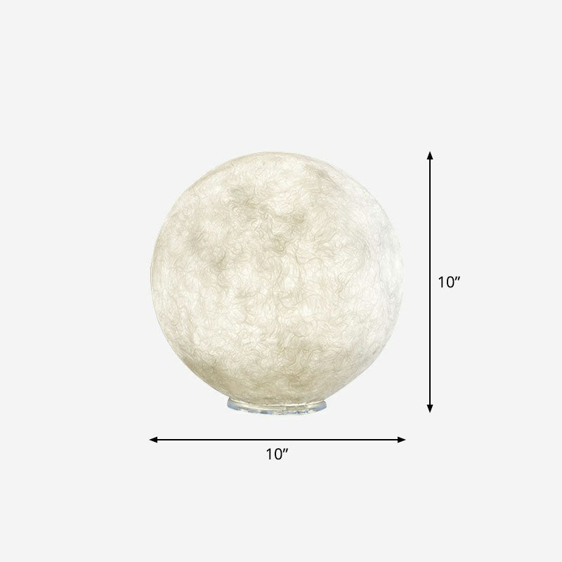 Simplicity Moon Sphere White Nightstand Lamp: Plastic 1-Light Bedroom Table Light / 10