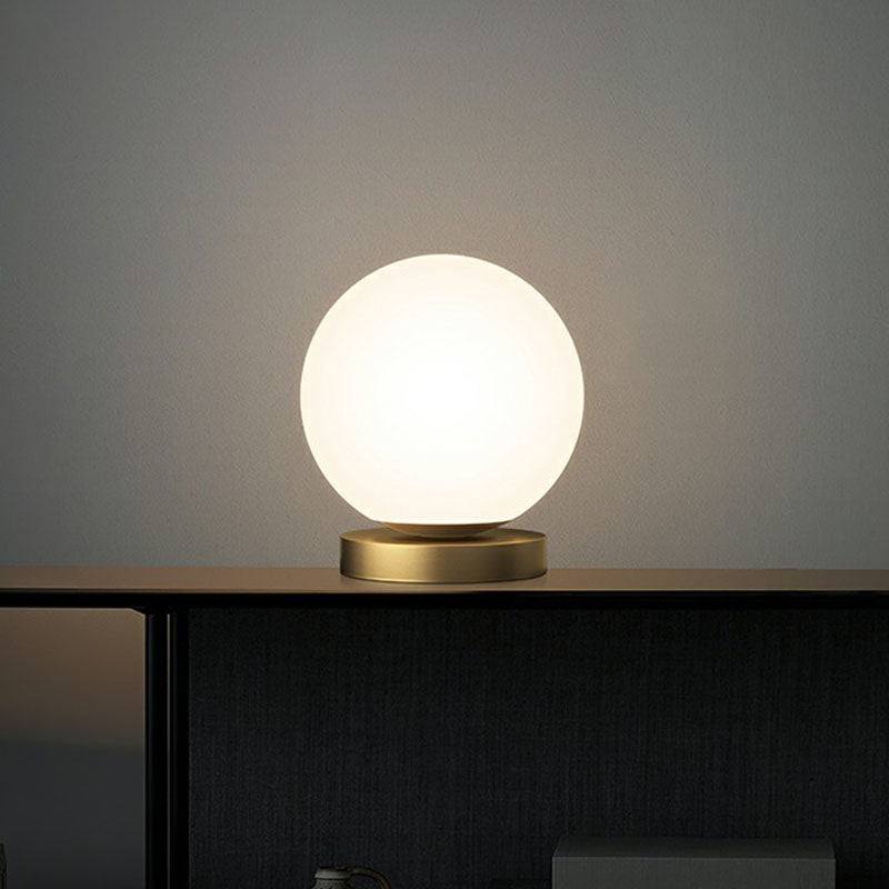 Small Sphere Night Light Glass Table Lamp With Gold Base - Simple And Elegant
