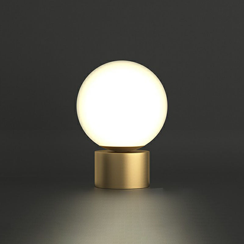 Small Sphere Night Light Glass Table Lamp With Gold Base - Simple And Elegant / E