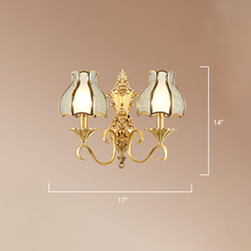 Traditional Brass Wall Mount Light With Beveled Glass - Living Room Fixture