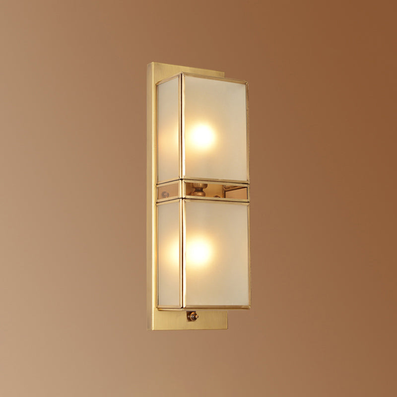 Modern Brass Wall Sconce With Frosted Glass - Sleek Corridor Lighting 2 /