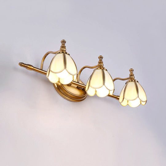 Vintage Brass Beveled Glass Floral Wall Sconce 3 Bulb Bathroom Vanit LunaDesignStudios