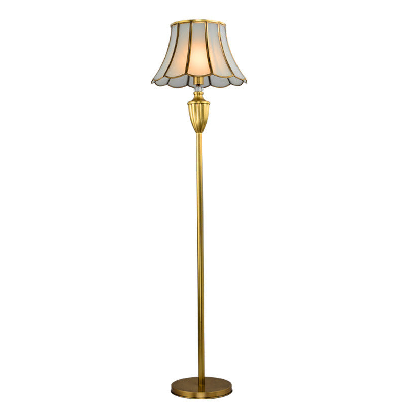 Minimalist Peacock Feather Beveled Glass Table Lamp In Brass 1-Light Living Room Nightstand Lighting