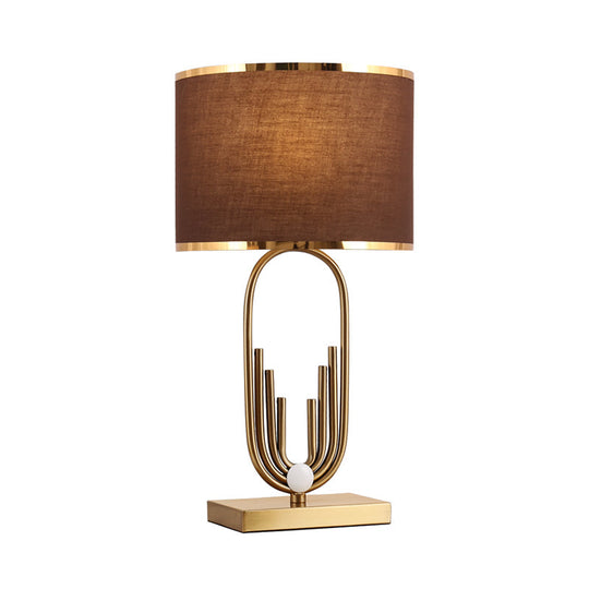 Minimalist 1-Light Table Lamp With Fabric Drum Shade - Ideal For Living Room Nightstands Brown / 12
