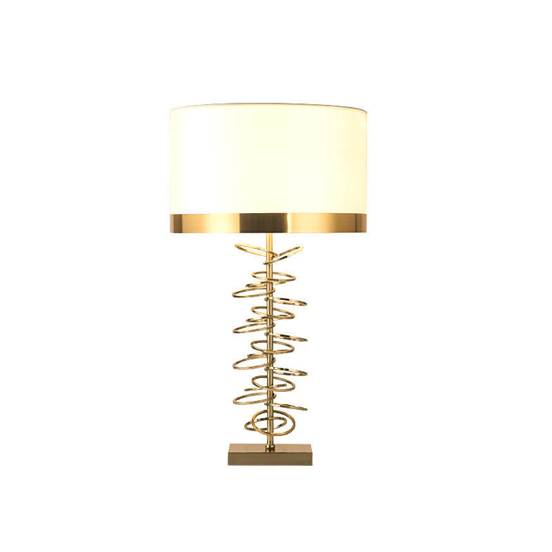 Brass Drum Table Lamp - Classic Style With Fabric Shade 1 Head Ideal For Nightstands