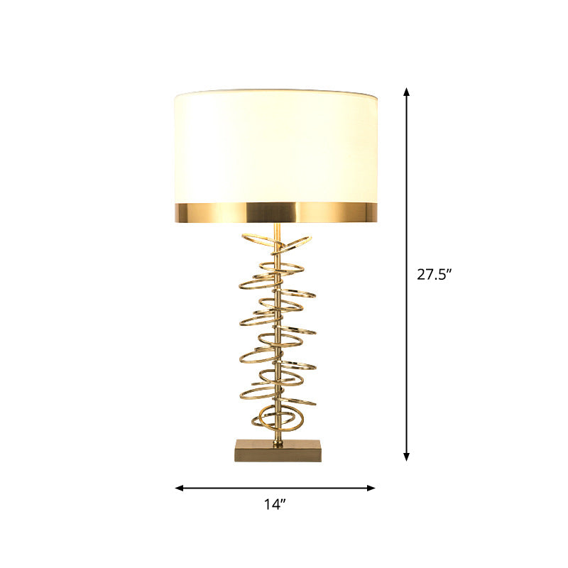 Brass Drum Table Lamp - Classic Style With Fabric Shade 1 Head Ideal For Nightstands