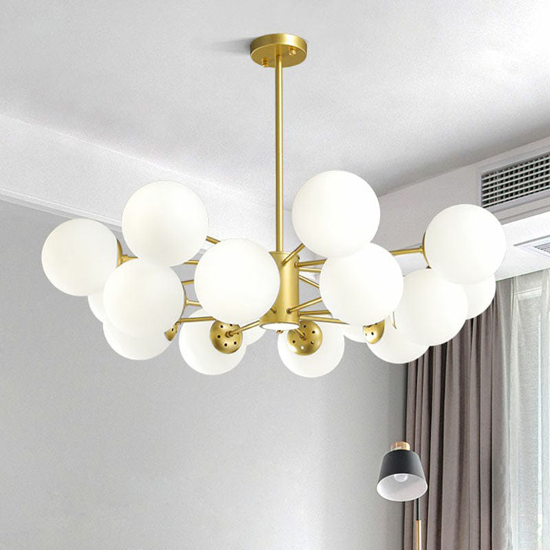 Postmodern Gold Glass Ball Chandelier - Stylish Suspension Lighting For Living Room
