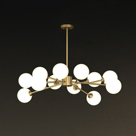 Gold Postmodern Tree Branch Chandelier With Milk Ball Glass - Hanging Light For Living Room 12 /