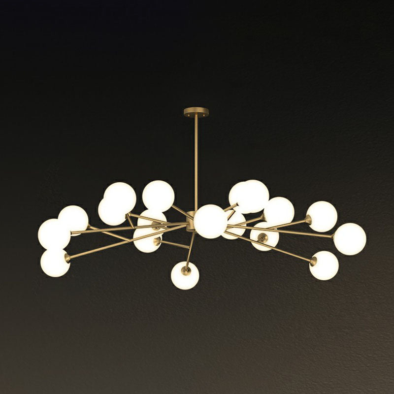Gold Postmodern Tree Branch Chandelier With Milk Ball Glass - Hanging Light For Living Room 18 /