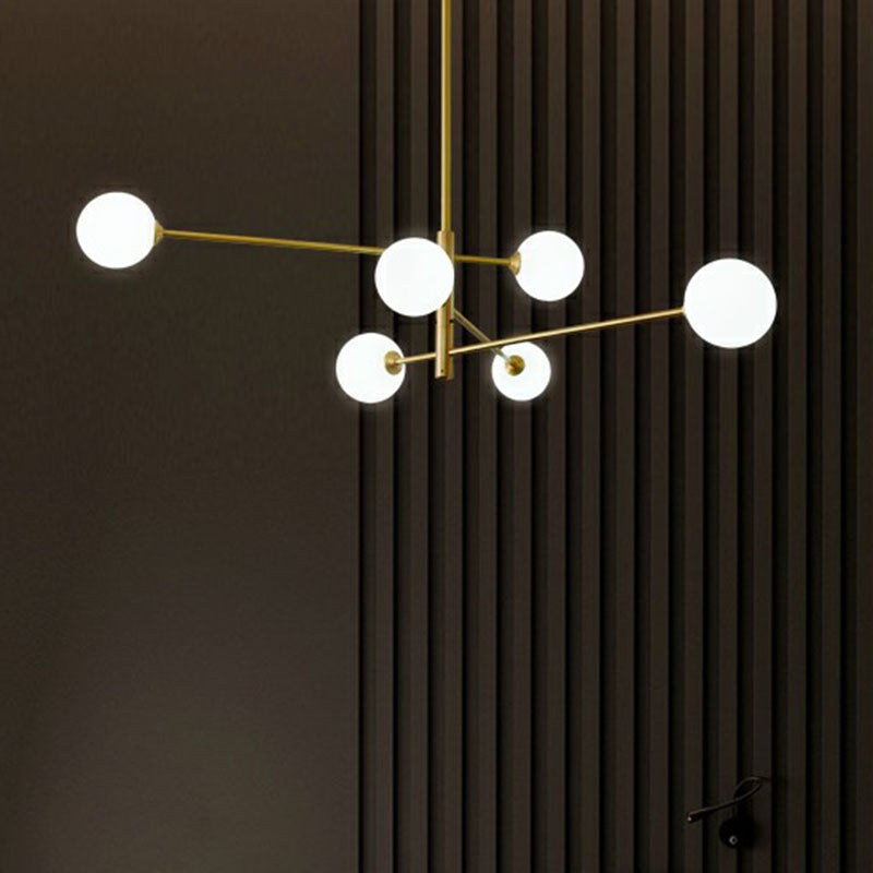 Minimalistic Gold Plated Molecule Glass Chandelier - Stylish Hanging Ceiling Light