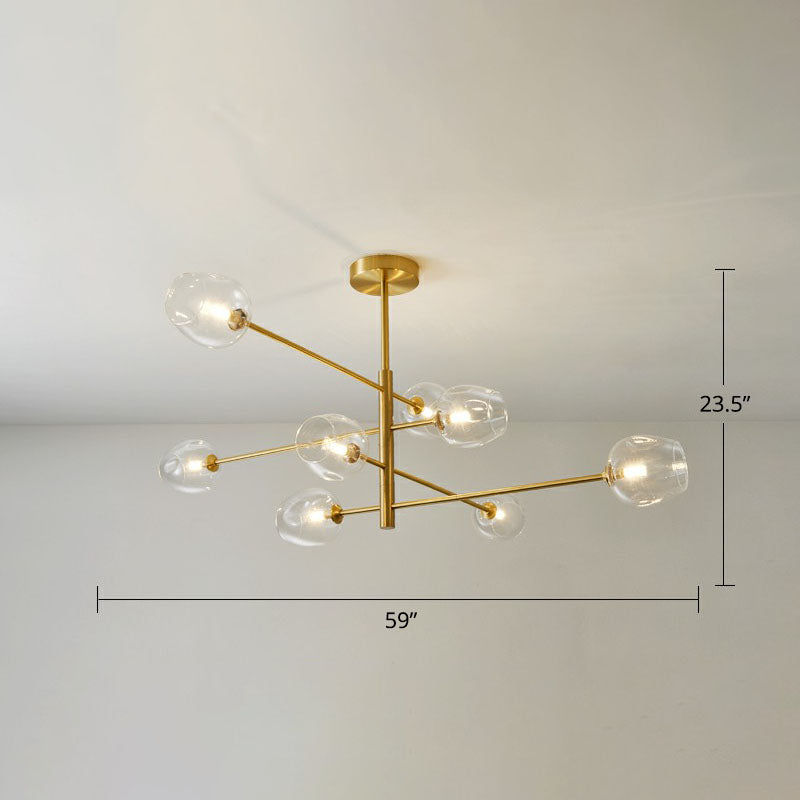 Minimalistic Gold Plated Molecule Glass Chandelier - Stylish Hanging Ceiling Light 8 / Clear