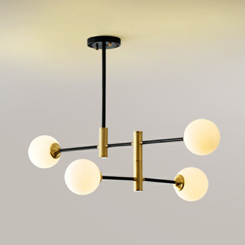 Modern Black & Brass Glass Chandelier Pendant Light For Dining Room 4 /