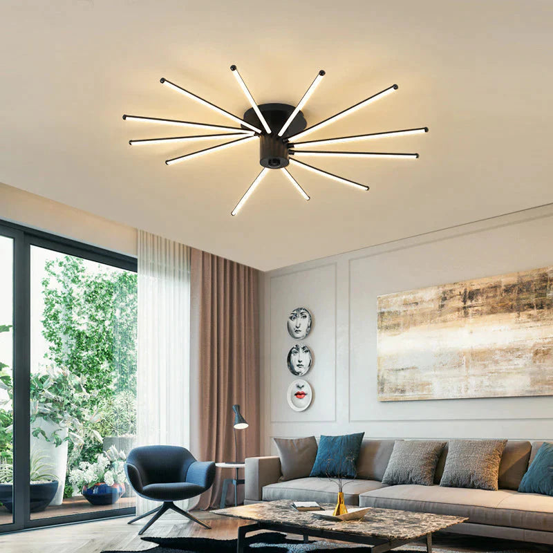 Contemporary Simple Creative Living Room LED Revolving Fireworks Ceiling