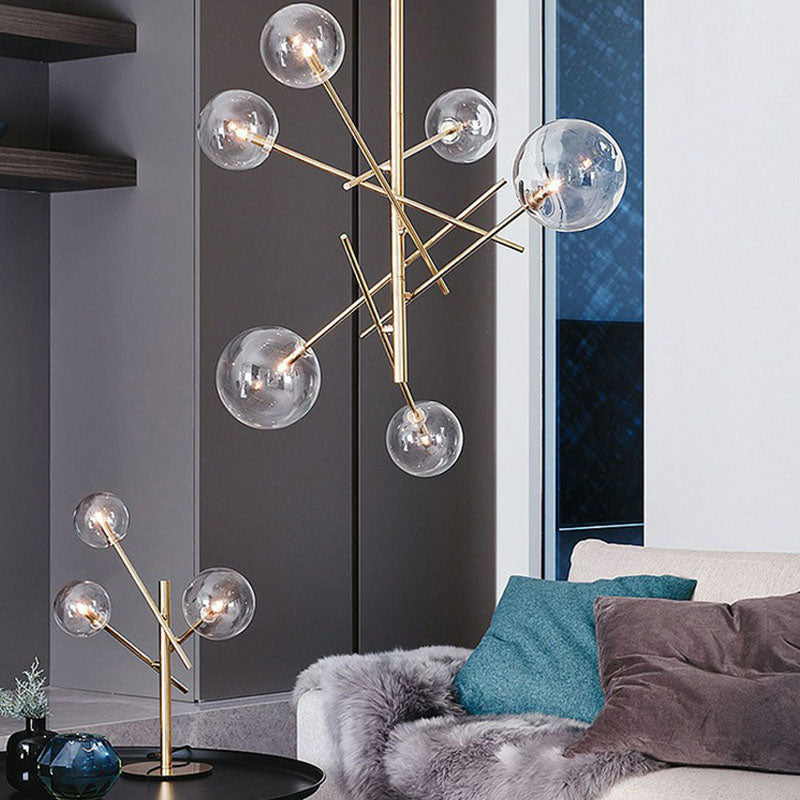 Clear Glass Nordic Style Ball Chandelier - Gold Suspension Light For Living Room