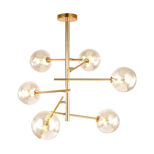 Clear Glass Nordic Style Ball Chandelier in Gold - Elegant Living Room Suspension Light