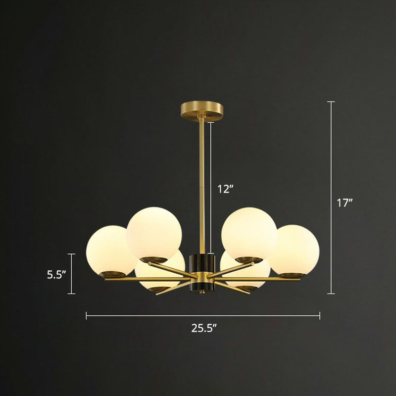 Golden Radial Milk Glass Chandelier With Postmodern Design 6 / Gold