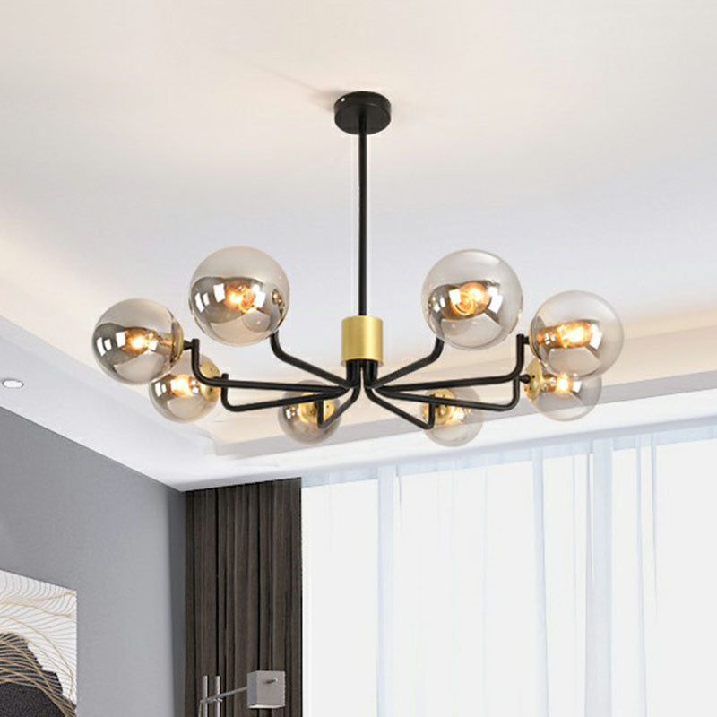 Radial Metal Ball Glass Chandelier – Modern Suspension Light for Living Room