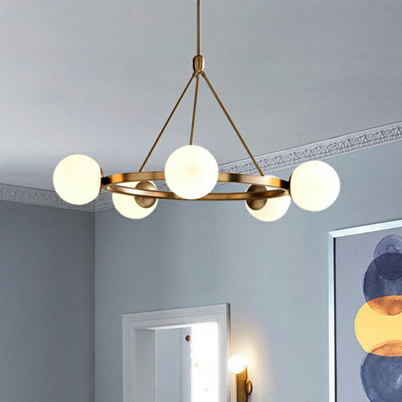 Milky Glass Hand Lamp: Minimalist Circular Pendant for Living Room Ceiling Chandelier