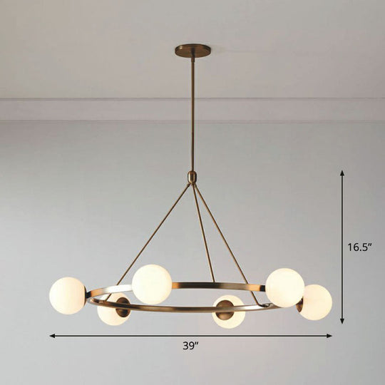 Milky Glass Hand Lamp: Minimalist Circular Pendant for Living Room Ceiling Chandelier