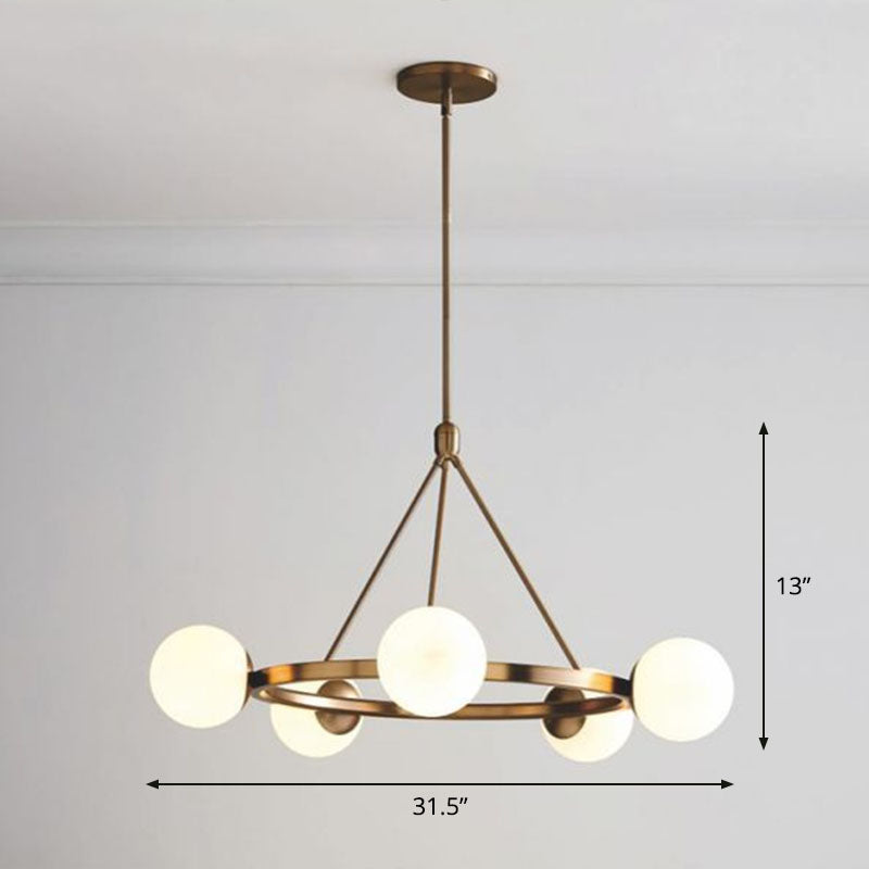 Milky Glass Hand Lamp: Minimalist Circular Pendant for Living Room Ceiling Chandelier