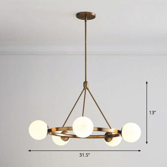 Milky Glass Hand Lamp: Minimalist Circular Pendant for Living Room Ceiling Chandelier