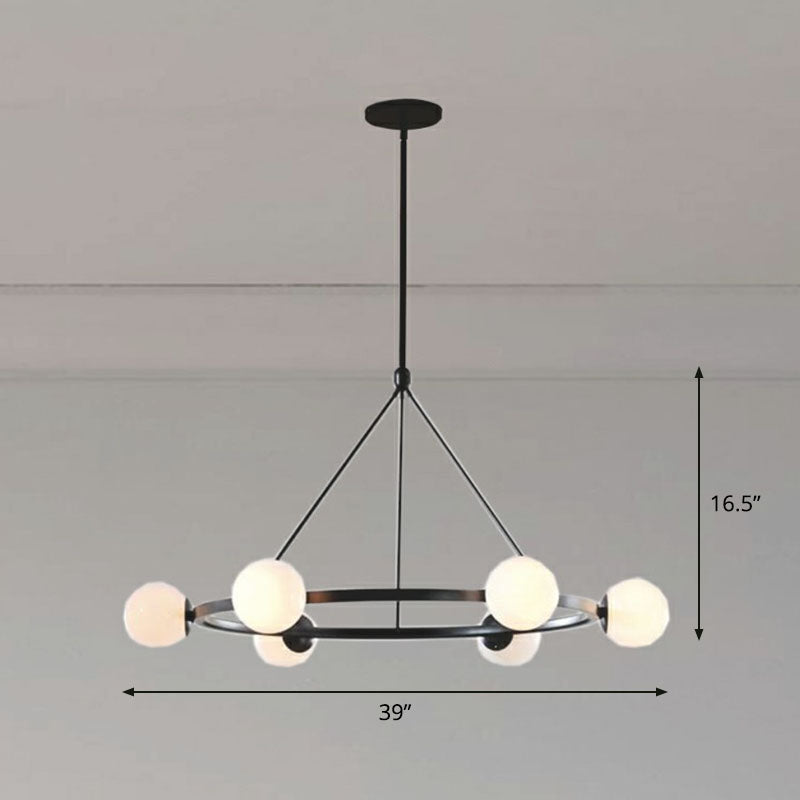 Milky Glass Hand Lamp: Minimalist Circular Pendant for Living Room Ceiling Chandelier