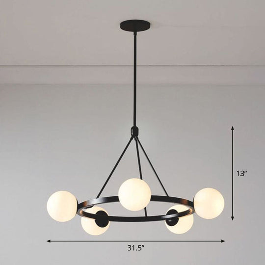 Milky Glass Hand Lamp: Minimalist Circular Pendant for Living Room Ceiling Chandelier