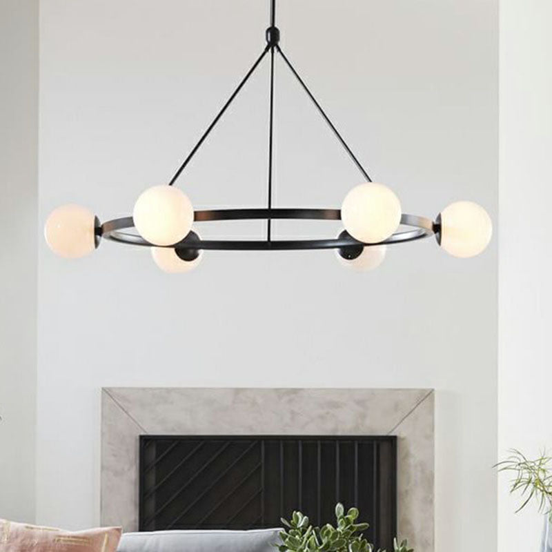 Milky Glass Hand Lamp: Minimalist Circular Pendant for Living Room Ceiling Chandelier