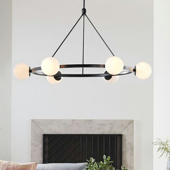 Modern Milky Glass Pendant Light: Minimalist Circular Chandelier For Living Room Ceiling