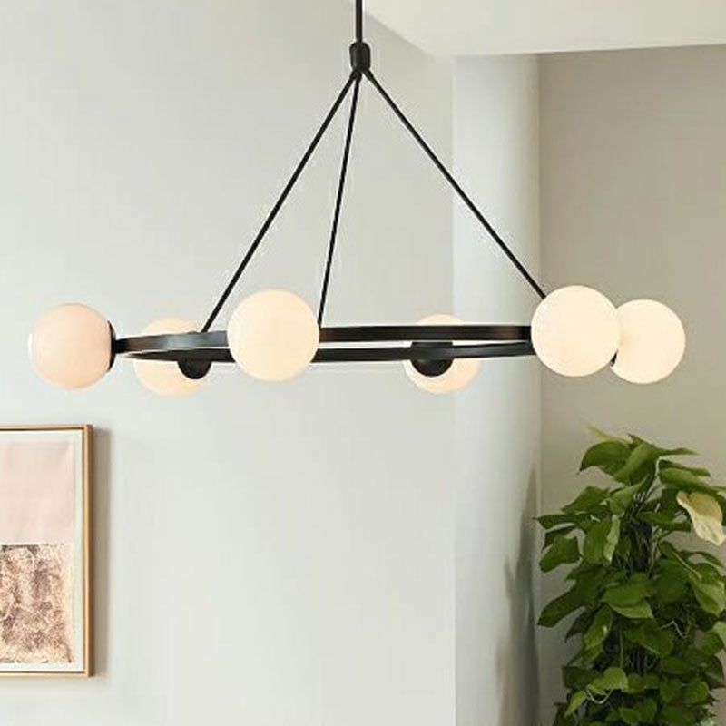 Milky Glass Hand Lamp: Minimalist Circular Pendant for Living Room Ceiling Chandelier