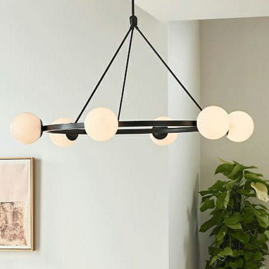 Milky Glass Hand Lamp: Minimalist Circular Pendant for Living Room Ceiling Chandelier