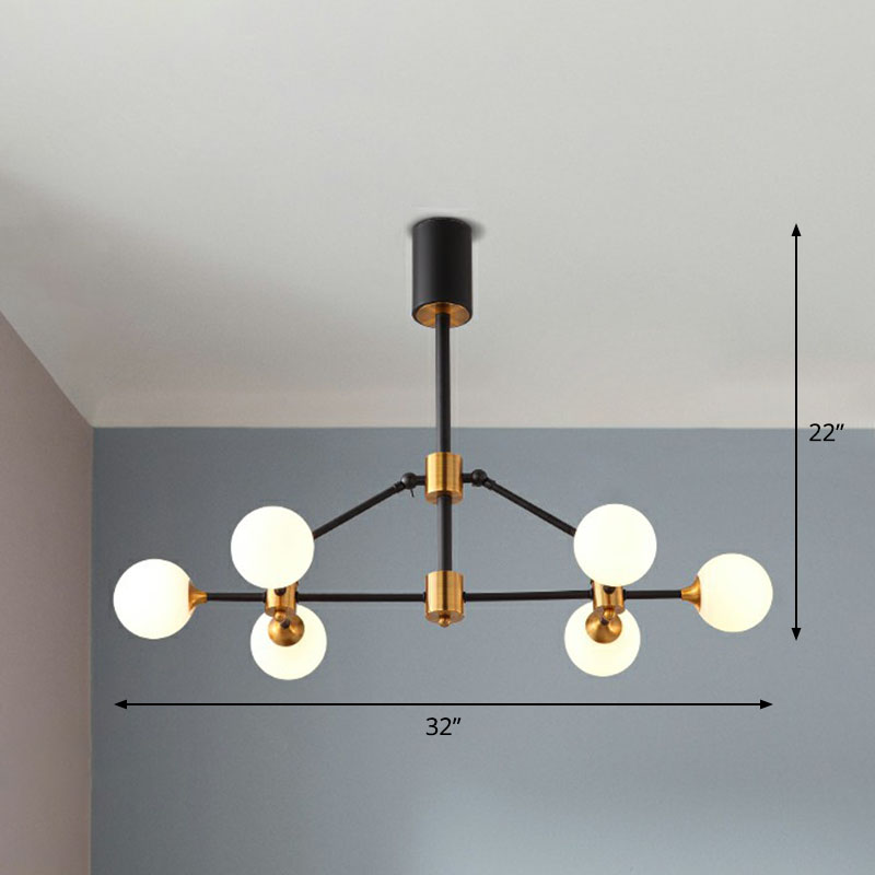 Modern 3D Opal Glass Chandelier With Black And Brass Finish 6 /