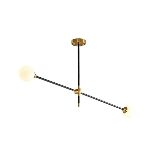 Minimalistic Black-Brass Led Chandelier: Ball Glass Suspension Light With Adjustable Arm 2 / White