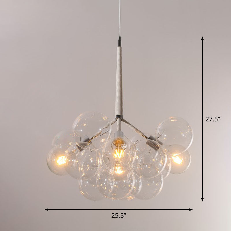 Bubble Chandelier: Minimalist Glass Suspension Light For Living Room 4 / White