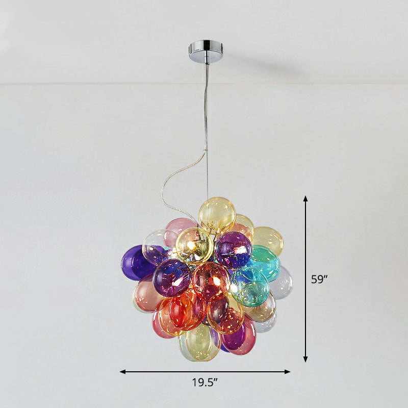 Colorful Led Balloon Chandelier For Kids Bedroom - Stainless Steel & Cartoon Glass Lamp 8 /