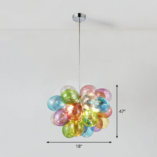 Colorful Led Balloon Chandelier For Kids Bedroom - Stainless Steel & Cartoon Glass Lamp 5 /
