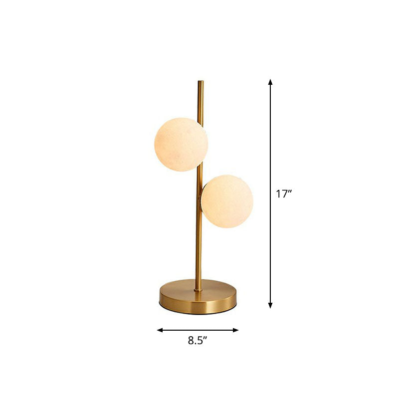 Gold Plated Opaline Glass Ball Table Lamp - Sleek Bedroom Nightstand Light / C