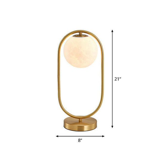 Gold Plated Opaline Glass Ball Table Lamp - Sleek Bedroom Nightstand Light / D
