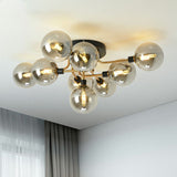 Modern Glass Semi Flush Mount Ceiling Light Fixture - Bubbles Black Finish Bedroom Lighting