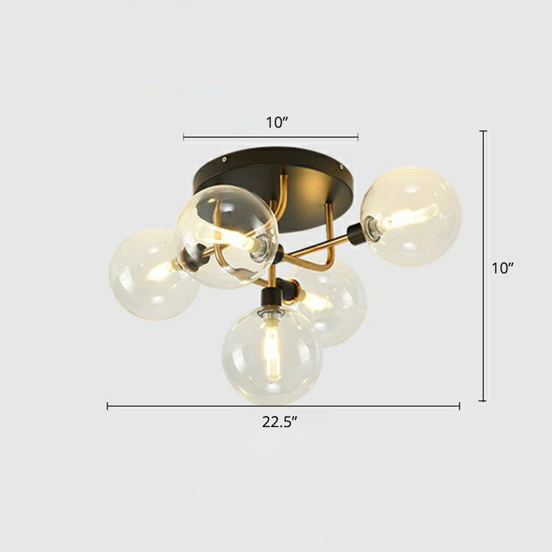Modern Glass Semi Flush Mount Ceiling Light Fixture - Bubbles Black Finish Bedroom Lighting 5 /